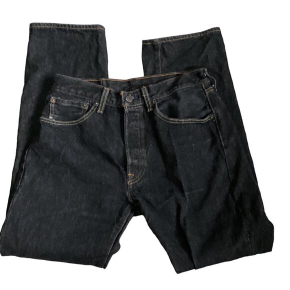 Levi's 501 Jeans 32x34** Button Fly Straight Leg 100% Cotton Black Denim #79M - Picture 5 of 10